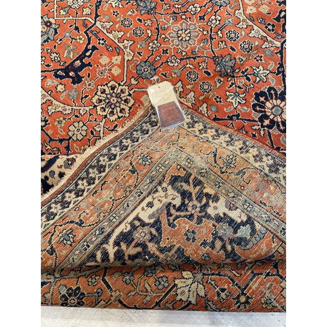 Red Antique Tabriz Rug Floral Design For Sale - Image 8 of 9