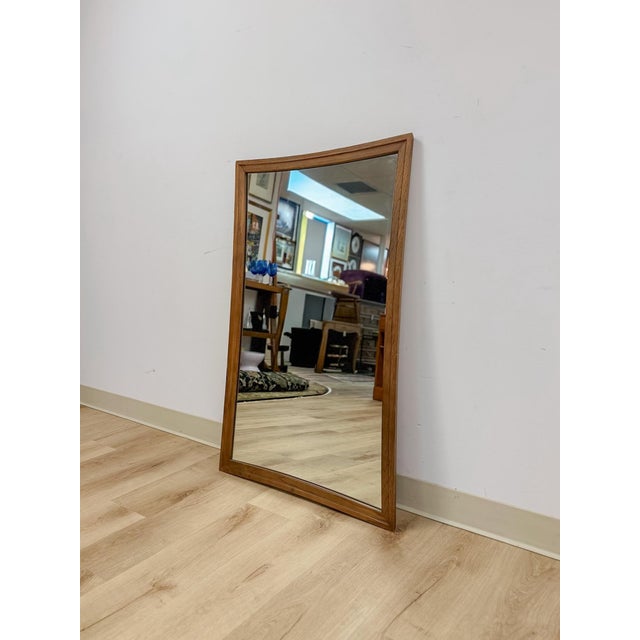Vintage Mirror Broyhill Sculptra MCM Walnut Wall Vanity Entryway Curved Edges For Sale - Image 9 of 10