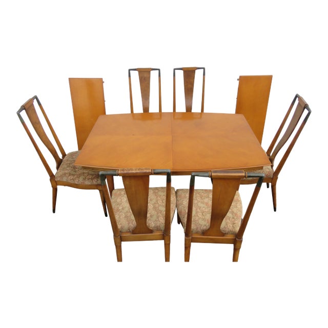 Mid Century Modern Set of Dining Table Six Chairsnd Two Leaves Chairish
