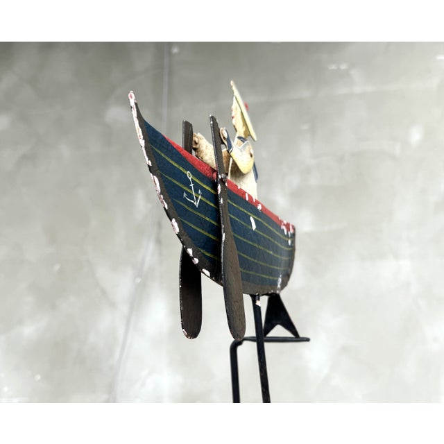 Large Vintage Kinetic Boat Nautical Balancing Sculpture in Metal, 1950s For Sale - Image 10 of 15