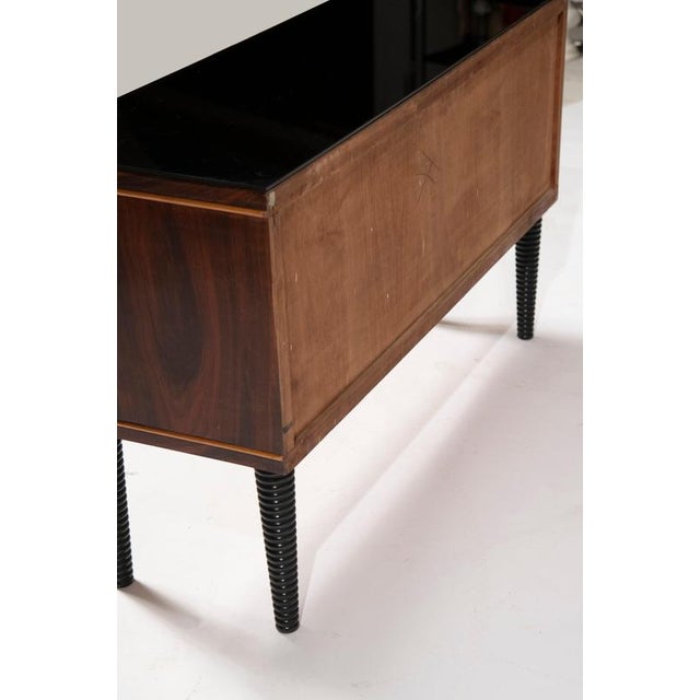 Metal Small Art Deco Walnut and Maple Sideboard with Handles, 1940 For Sale - Image 7 of 12