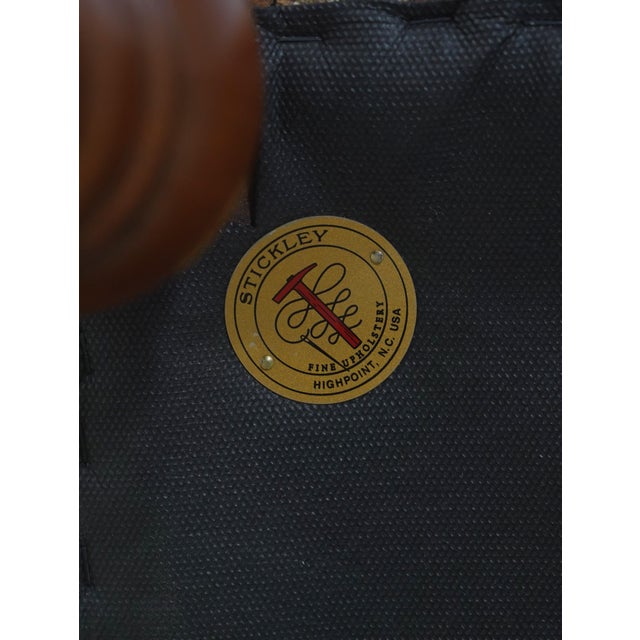 Stickley Tufted Upholstered Leopold Chair W. Ottoman For Sale - Image 16 of 18