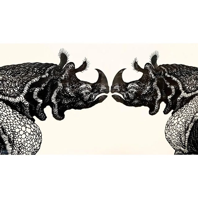 1990s 1990s Rhino a Fine Art Master Paper Cutting by Museum Collected Artist Ernst Oppliger For Sale - Image 5 of 12