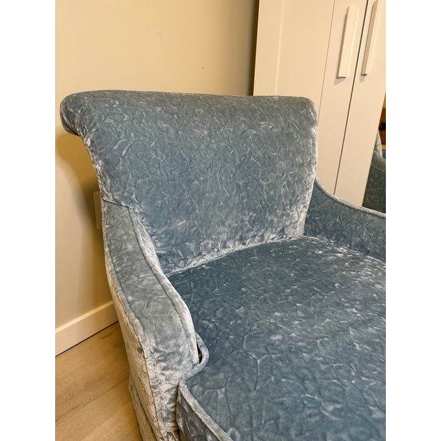 Vintage 1970s Blue Crushed Velvet Chaise Lounge Chairish