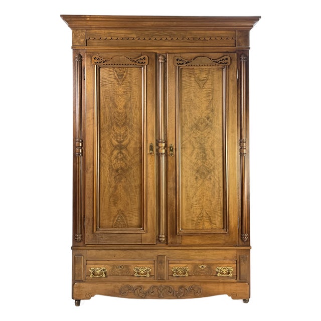 Grand 19th Century "Knock-Down" Burl Walnut Armoire For Sale