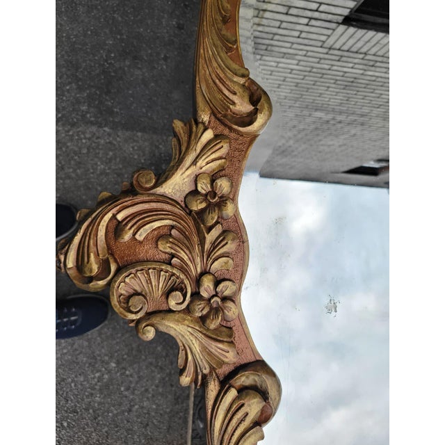 1920 Louis XV Style Triple Gilded Wall Mirror Gold Rococo Accent For Sale - Image 17 of 17