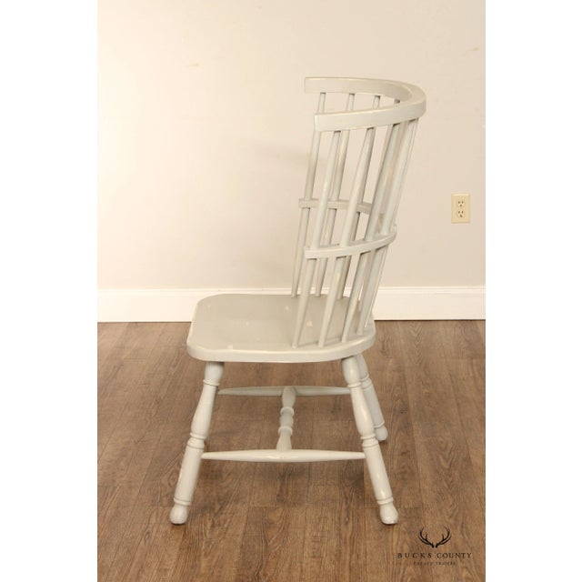 Wood Distress Painted Set Of Four Windsor Dining Chairs For Sale - Image 7 of 12
