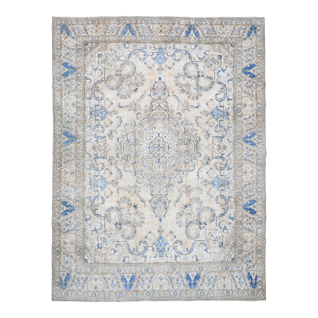 1970s Vintage Persian Handmade Wool Cotton Area Rug For Sale