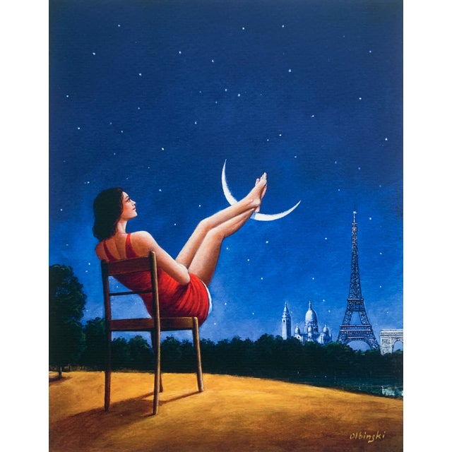 Rafal Olbinski, The Moon, Paris, 2020, Giclée Print For Sale