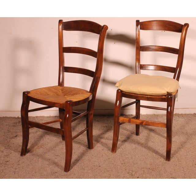 Straw-Seated Cherrywood Chairs, 1970s, Set of 8 For Sale - Image 11 of 13