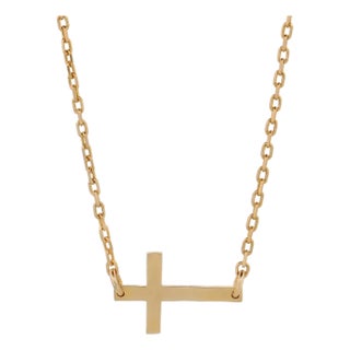 Gold Cross Charm & Diamond Chain Necklace For Sale