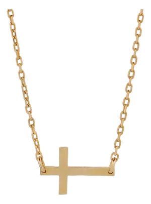 Gold Cross Charm & Diamond Chain Necklace