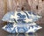 Vintage Costal Blue Floral Down Throw Pillow For Sale - Image 4 of 4