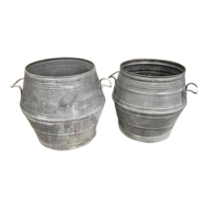Pair Antique Belgian Beer Dolly Tub Planters Storage