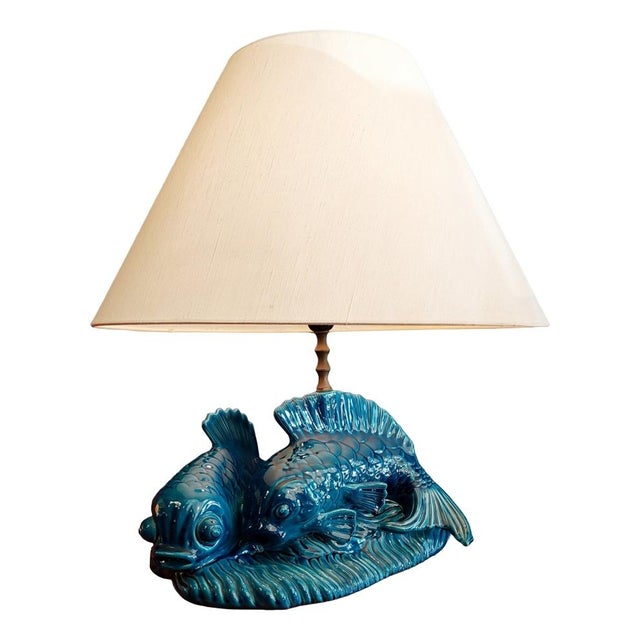 Ceramic Table Lamp with the Shape of Carpe Koi, Italy, 1970s For Sale - Image 12 of 12