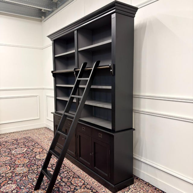 Large English Black Bookcase For Sale - Image 6 of 17