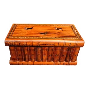 Early 20th Century Antique Sorrento Italy Inlaid Souvenir Box With Swallows