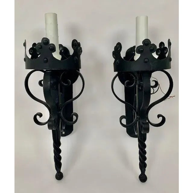 1990s Italian Style Iron Wall Sconces - a Pair For Sale - Image 10 of 10