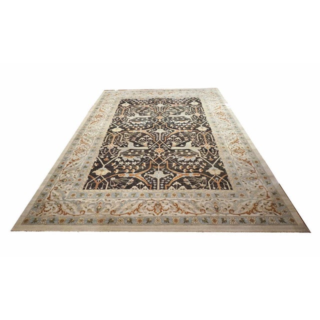 Afghan Sultanabad Masters Wool 10 x 14 Black, Ivory, Rust & Light Blue Handmade Area Rug #1143120 For Sale - Image 4 of 4
