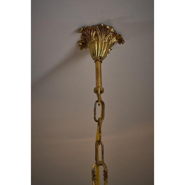 Gold Mid-Century Hall Lantern with Yellow Bottle-Bottom Glass, 1950s For Sale - Image 8 of 11