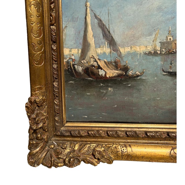 View of Venice with the Basilica of Santa Maria Della Salute, Oil on Canvas, 19th Century, Framed For Sale - Image 4 of 12