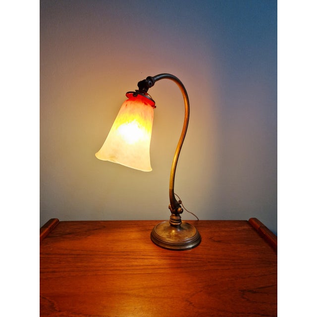Art Deco Bronze Desk Lamp with Glass Shade by Charles Schneider, 1920s For Sale - Image 16 of 18