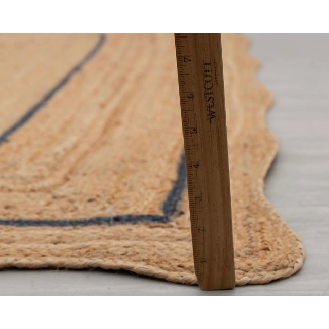 Navy Natural Jute Wave Scallop Rug 3x12 Ft. For Sale - Image 11 of 12