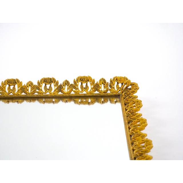Metal North American Gilt-Metal and Mirrored Vanity or Serving Tray, 1970s For Sale - Image 7 of 10