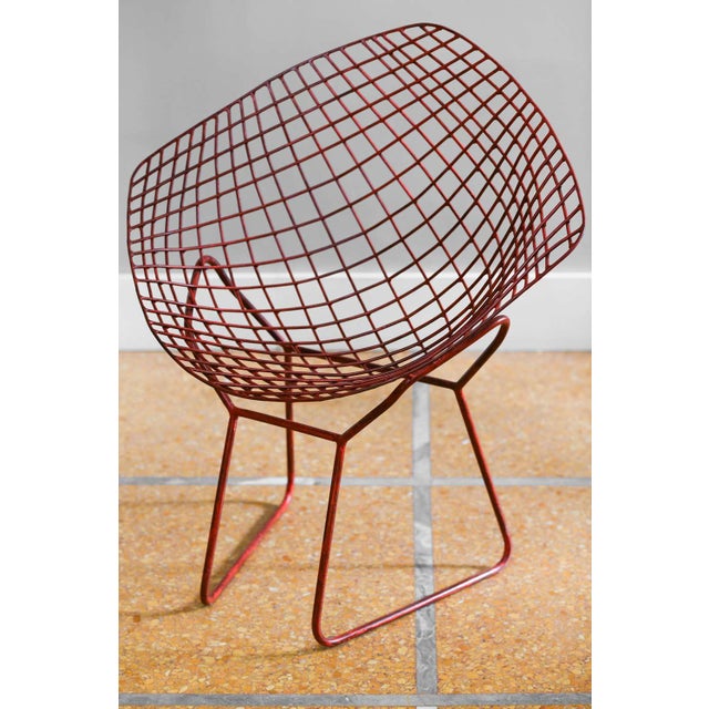 1950s Diamond Chairs in Red Lacquer by Harry Bertoia for Knoll International, 1950s, Set of 2 For Sale - Image 5 of 6