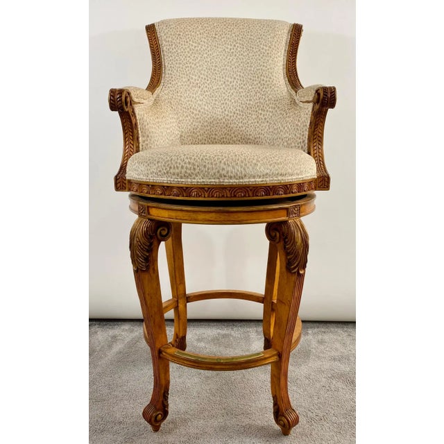 Ferguson Copeland Italian Provincial Style Leopard Upholstery Bar Stool, a Pair For Sale - Image 11 of 12