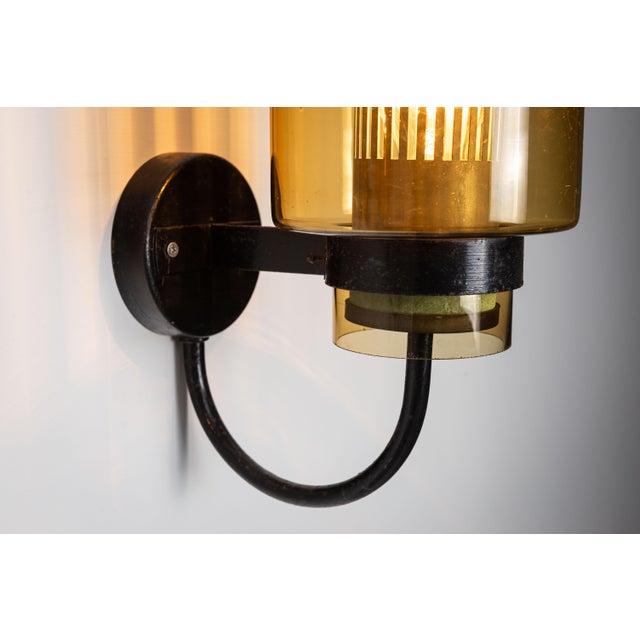 Black Metal Wall Lamps with Yellow Shades and Inner Diffuser, 1960s, Set of 2 For Sale - Image 9 of 15