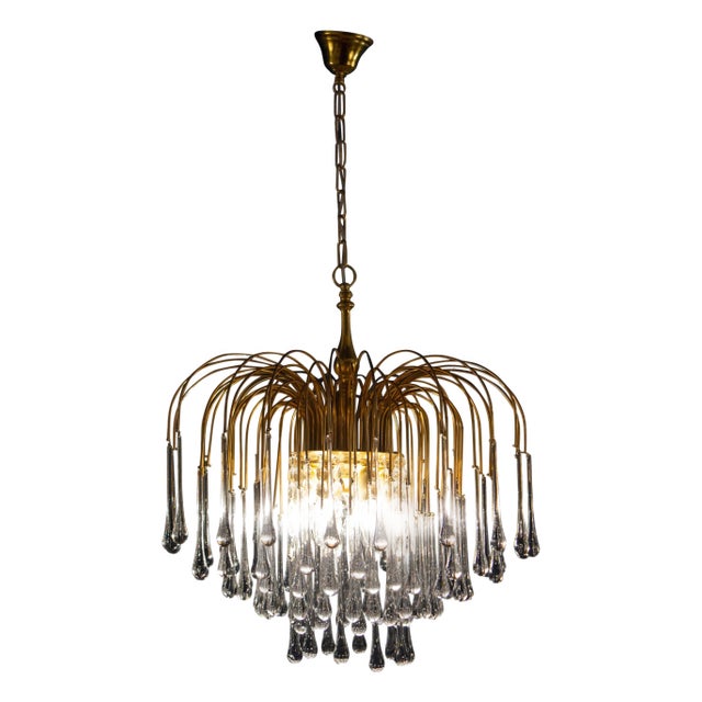 Large Iridescent Murano Glass Drops Chandelier in the Style of Venini, 1970s For Sale