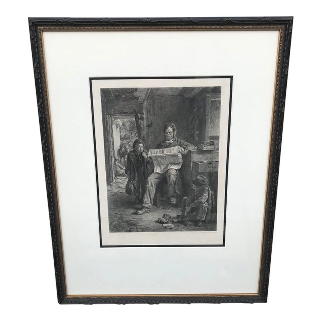 Framed Black & White Etching "Boys Kept In" For Sale