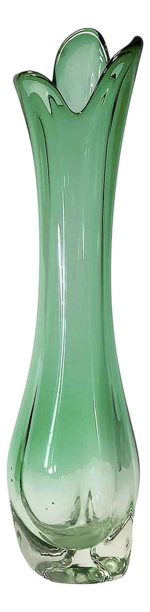 Large Vintage Handmade Emerald Green Murano Glass Vase, 1980s