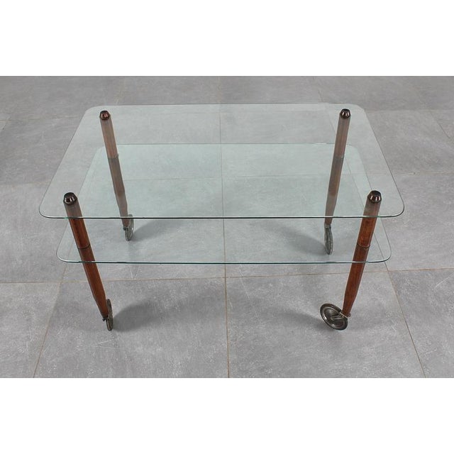 Wood and Glass Coffee Serving Cart attributed to Gio Ponti for Vitrex, Italy, 1940s For Sale - Image 10 of 17