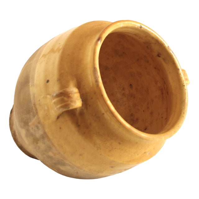 Antique Yellow Glazed Terracotta Anduze Planter, 1890s For Sale