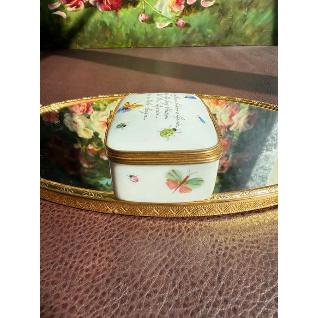 1970s Tiffany & Co. Le Tallec Private Stock French Limoges Vintage Porcelain Jewelry/ Trinket Box, Hand Painted Butterflies and Bugs Decoration For Sale - Image 10 of 10