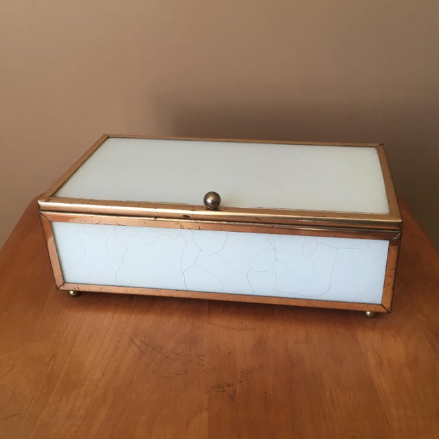 White Stained Glass & Brass Trinket Box Chairish