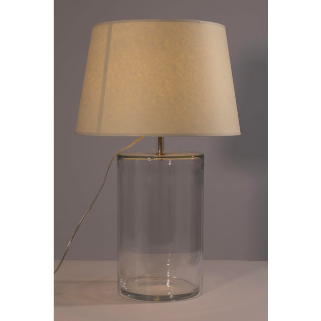 Late 20th Century Large Clear Glass Two-Piece Modern Cylinder Table Lamp For Sale - Image 5 of 5