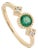 Round Emerald Trilogy Vintage Ring With Diamonds in 14k Yellow Gold Size 5.5 For Sale