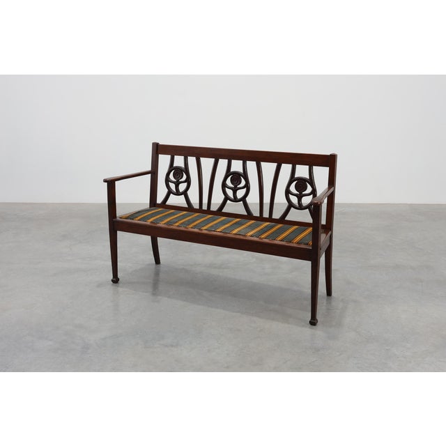 Vintage Art Deco Belgian Bench in Oak, 1920s For Sale - Image 4 of 14