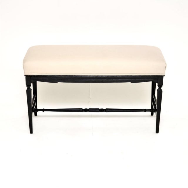 Antique Victorian Ebonised Bench, 1890s For Sale - Image 9 of 9