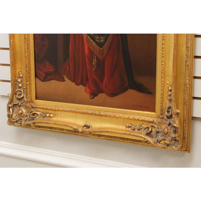 Artist Signed Portrait of Lady in Red Dress Painting on Canvas For Sale In Philadelphia - Image 6 of 13