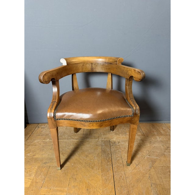 Wood Restoration Office Chair with Walnut Scrolls For Sale - Image 7 of 7