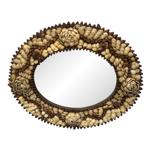 Shell Adorned Antique Oval Mirror From Nantucket