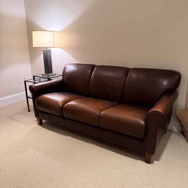 Chateau D’Ax Leather Sofa For Sale In Washington DC - Image 6 of 7