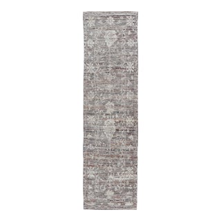 Keivan Woven Arts Modern Runner in Shades of Gray, Brown, Cream 3' X 12'1 For Sale