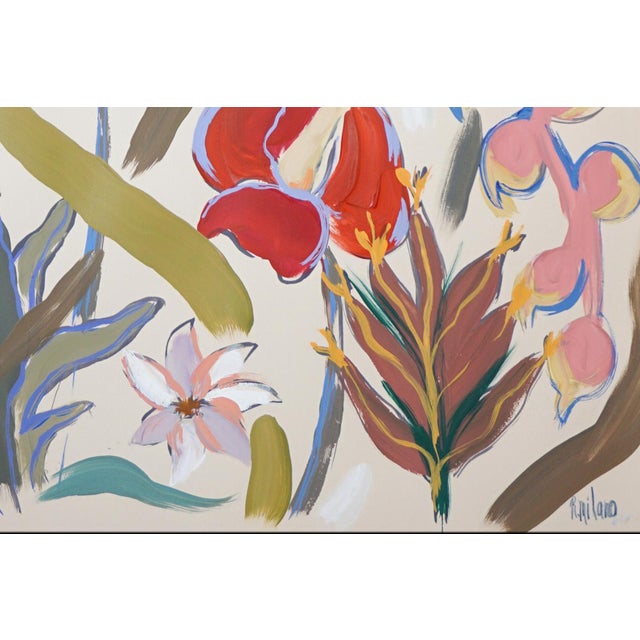 Red 2026, Blooming Tropical Flowers, Floral Diptych, Botanical Painting, Illustration Style Painting on Watercolor Paper For Sale - Image 8 of 10