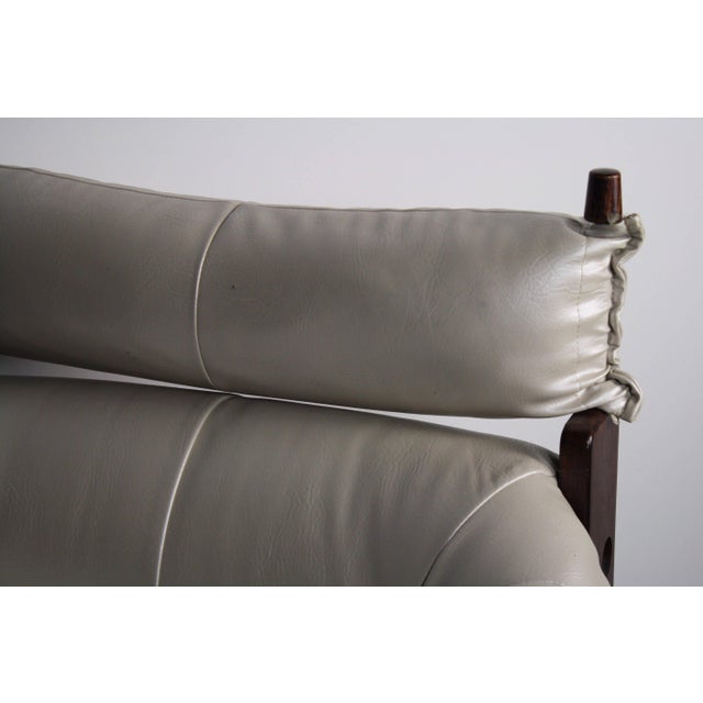 1960s Percival Lafer Rosewood Framed Lounge Chair & Ottoman in Pearlescent Ivory For Sale - Image 5 of 7