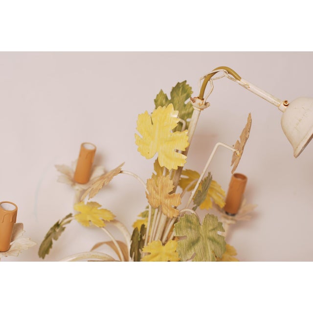 Vintage Floral Tin Chandelier, 1970 For Sale - Image 3 of 10